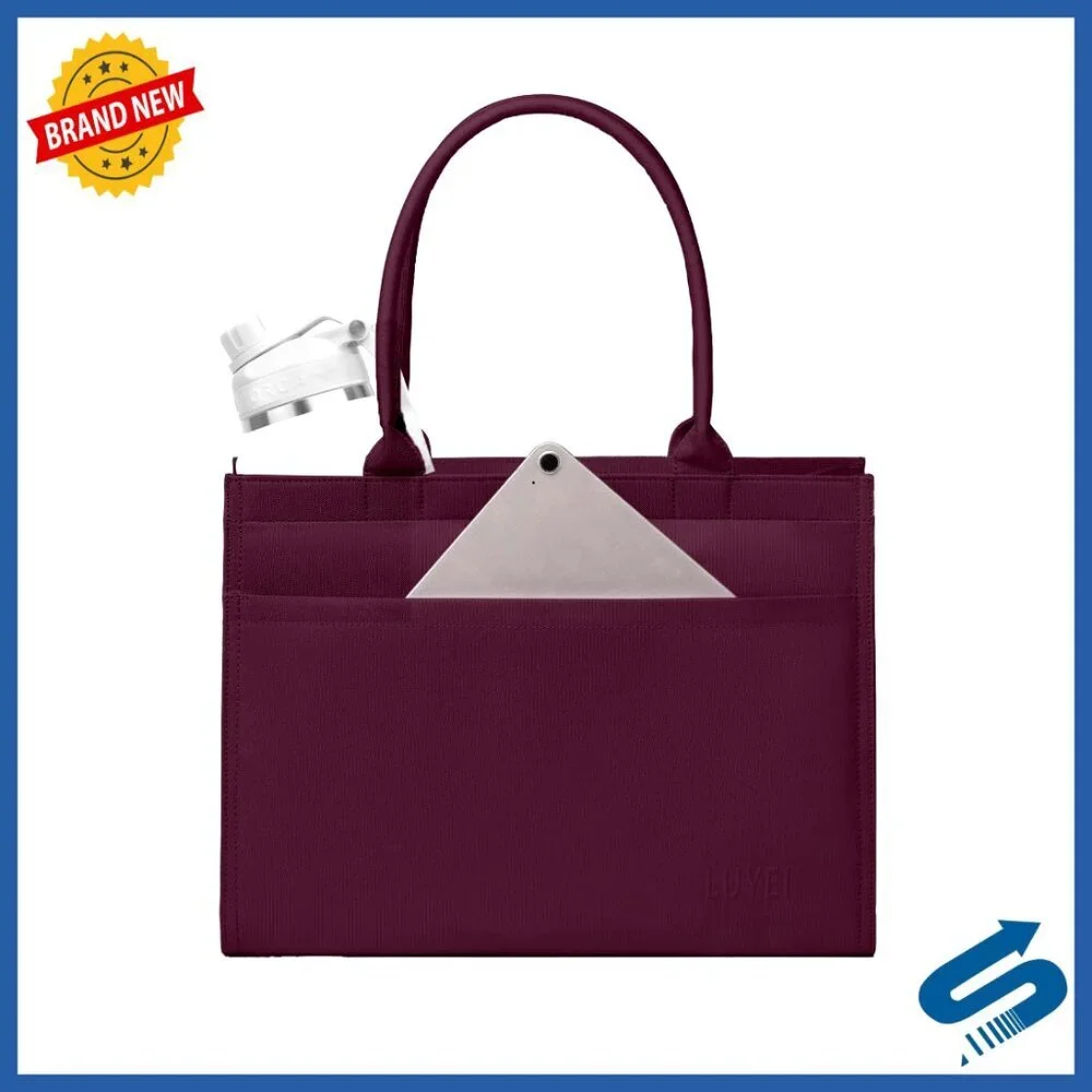 Large Canvas Tote Bag with Zipper Laptop Compartment Work Travel Purse